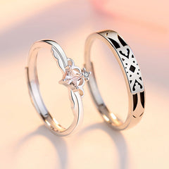 Princess and Knight Silver Couple Ring