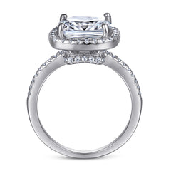 Cushion Cut Zircon Soleste Halo Silver Ring for Women