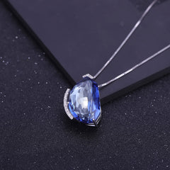 European Simple Design Inlaid Colourful Crystal Irregular Pendant Silver Necklace for Women