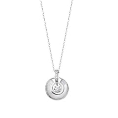 Mother of Pearl Circle Ring Zircon Silver Necklace