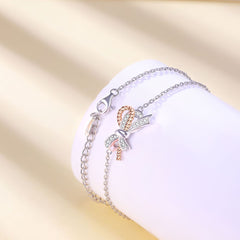 Zircon Bowknot Hemp Rope Sterling Silver Bracelet
