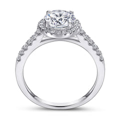 (1.0CT) Round Zircon Soleste Halo Silver Ring for Women