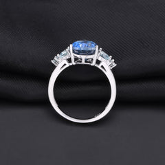 Natural Topaz Pear Drop Cathedral Silver Ring for Women