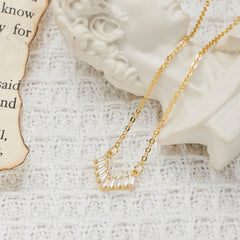 Trapezoid Zircon V-shaped Pendant Silver Necklace for Women