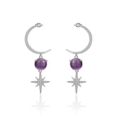 Premium s925 Silver Natural Amethyst Drop Earrings for Women