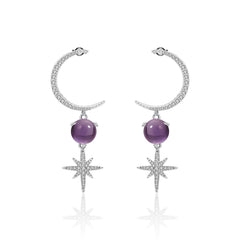 Premium s925 Silver Natural Amethyst Drop Earrings for Women