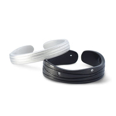 Corrugated Lines Pattern Silver Couple Ring for Women