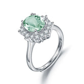 Adjustable Opening Design Natural Crystal Fashion Temperament Soleste Halo Sterling Silver Ring for Women