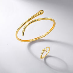 Zircon Eyes Snake Polished Sterling Silver Bracelet