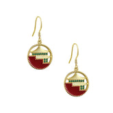 The Palace Museum with Green Zircon Circle Silver Drop Earrings for Women