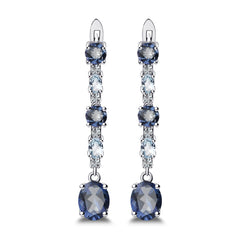 Natural Topaz String French Buckle Silver Drop Earrings for Women