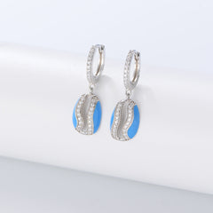 Oval shape with Zircon Silver Drop Earrings for Women