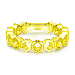 Hollow Honeycomb Silver Ring for Women