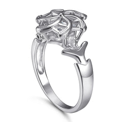 Hollow Windmill with Round Zircon Silver Ring for Women