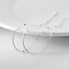 Double Layers Snakebone Chain with Round Beads Silver Bracelet for Women