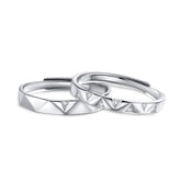 Geometric Triangular Surface with Zircon Silver Couple Ring