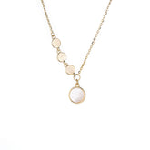 (Two Colours) White Mother of Pearl Circles Pendants Collarbone Necklace for Women