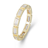 Rectangular White Zircon Sterling Silver Eternity Ring