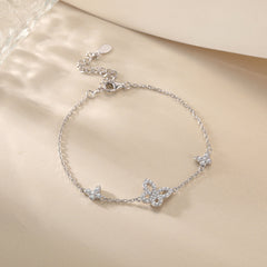 Hollow Zircon Butterfly Sterling Silver Bracelet