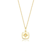 Eight-pointed Star Zircon Square Pendant Sterling Silver Necklace for Women