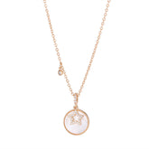 Mother of Pearl Circle with Zircon Star Pendant Silver Necklace for Women