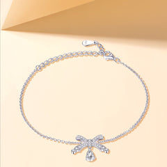 Bowknot Pear Shape Zircon Sterling Silver Bracelet