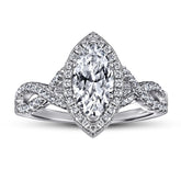 Marquise Zircon Soleste Halo Silver Ring for Women