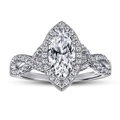 Marquise Zircon Soleste Halo Silver Ring for Women