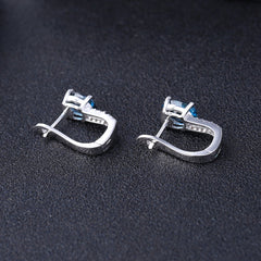 European Natural Topaz Oval Shape Sterling Silver Studs Earrings for Women