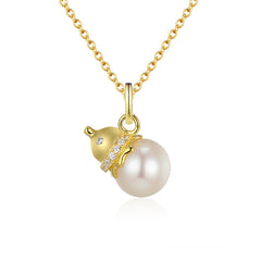 Small Gourd with Pearl Pendant Silver Necklace for Women