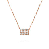 Three Row Zircon Ring Pendant Silver Necklace for Women