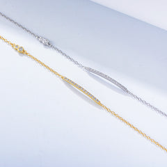 Full Zircon Long Strip Silver Bracelet for Women
