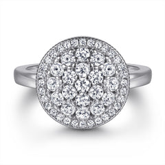 Full Zircon Circle Silver Ring for Women