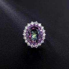 Luxury High-Grade European and American Fashion Personality Inlaid Coated Diamond S925 Sterling Silver Ring for Women