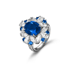 Flower Halo Oval Lab Created Sapphires Ring