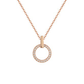 Zircon Circle Pendant Silver Necklace for Women