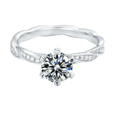 Twisted Arm 1.0 Carat Round Cut Moissanite Engagement Ring