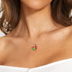 Heart Shape Bow Pendant Silver Necklace