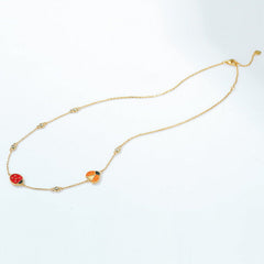 Ladybug and Zircon Sterling Silver Necklace