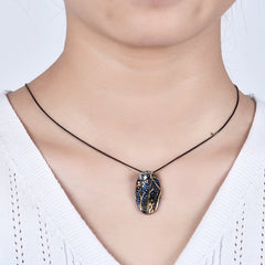 Italian Handmade Retro Jewelry Design Inlaid Natural Colorful Jewelry Oval Pendant Silver Necklace for Women