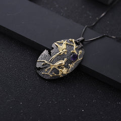 Colourful Gemstone Magpie Pendant Silver Necklace for Women