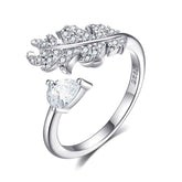 Pear Shape Zircon Feather Opening Sterling Silver Ring