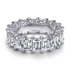 Full Circle Rectangle Zircon Silver Ring for Women