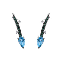 Flower Bud Retro Designer s925 Silver Inlaid with Topaz Earrings for Women