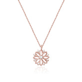Hollow Zircon Cherry Blossom Pendant Silver Necklace