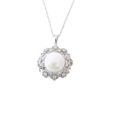 Zircon Garland with Natural Pearl Pendant Silver Necklace for Women