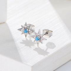 Opal Jewelry Star with Zircon Silver Studs Earrings for Women