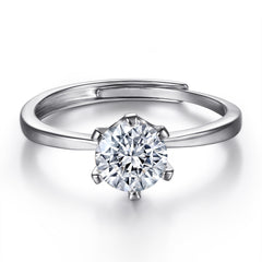 (1.0CT) Round Zircon Solitaire Silver Ring for Women