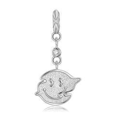 Halloween Ghost Twisted Smiling Face Pendant Silver Necklace