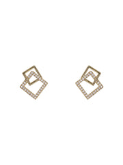 Geometric Square Silver Studs Earrings for Women